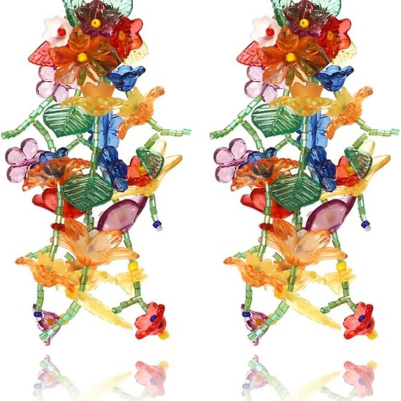 Jewelry - Colorful Beaded Flower Earrings Bohemia Dangle Summer Beach Jewelry Women